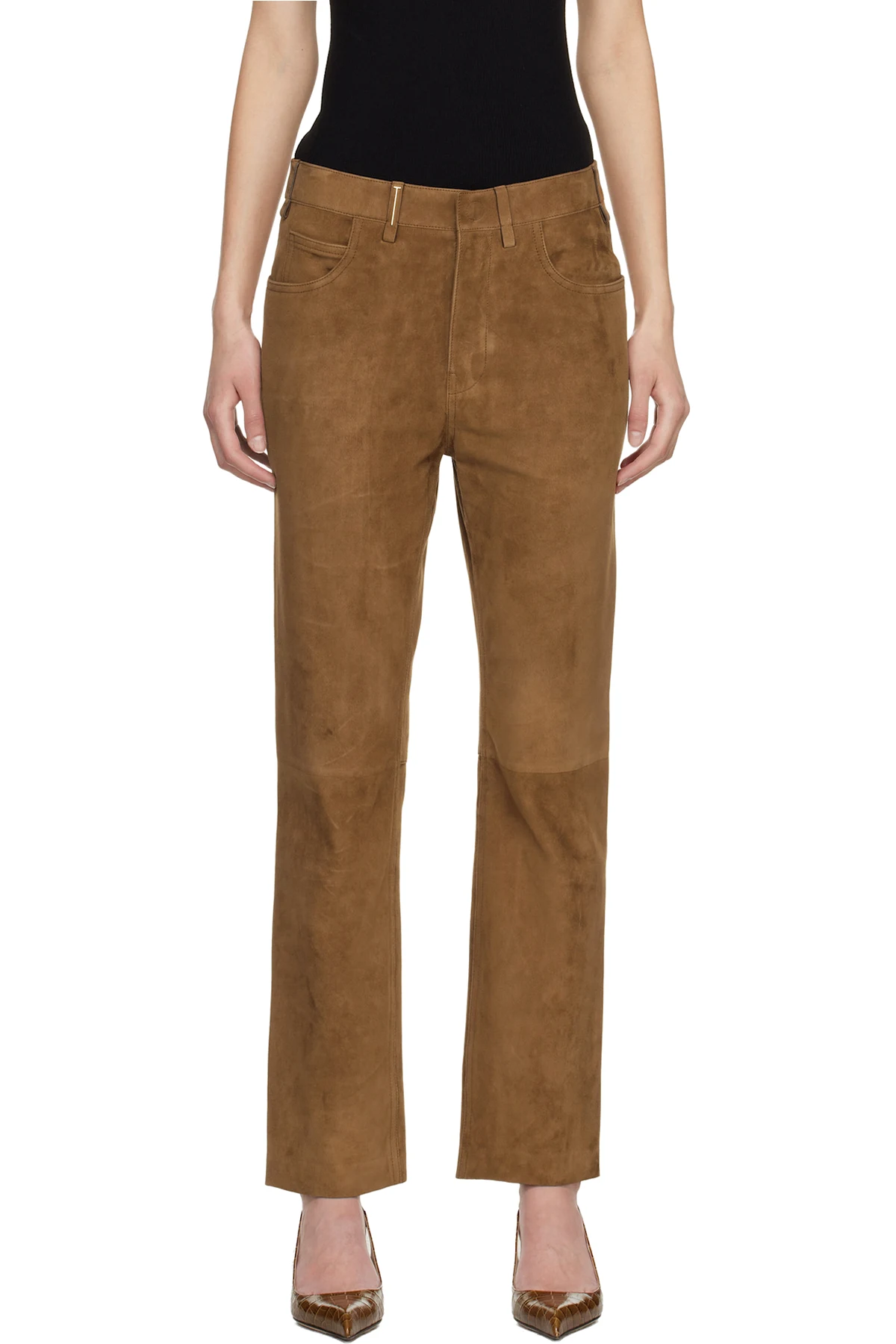 Tan Full Grain Lamb Suede Pants