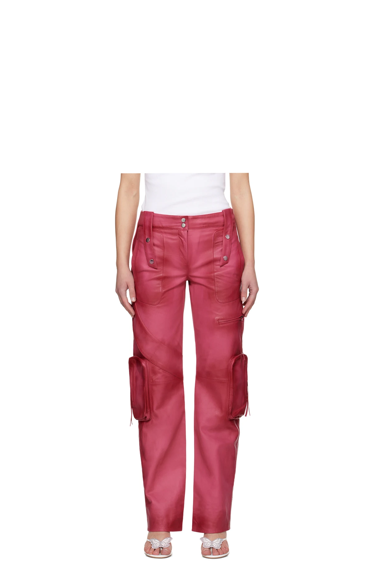 Pink Spiral Leather Cargo Pants