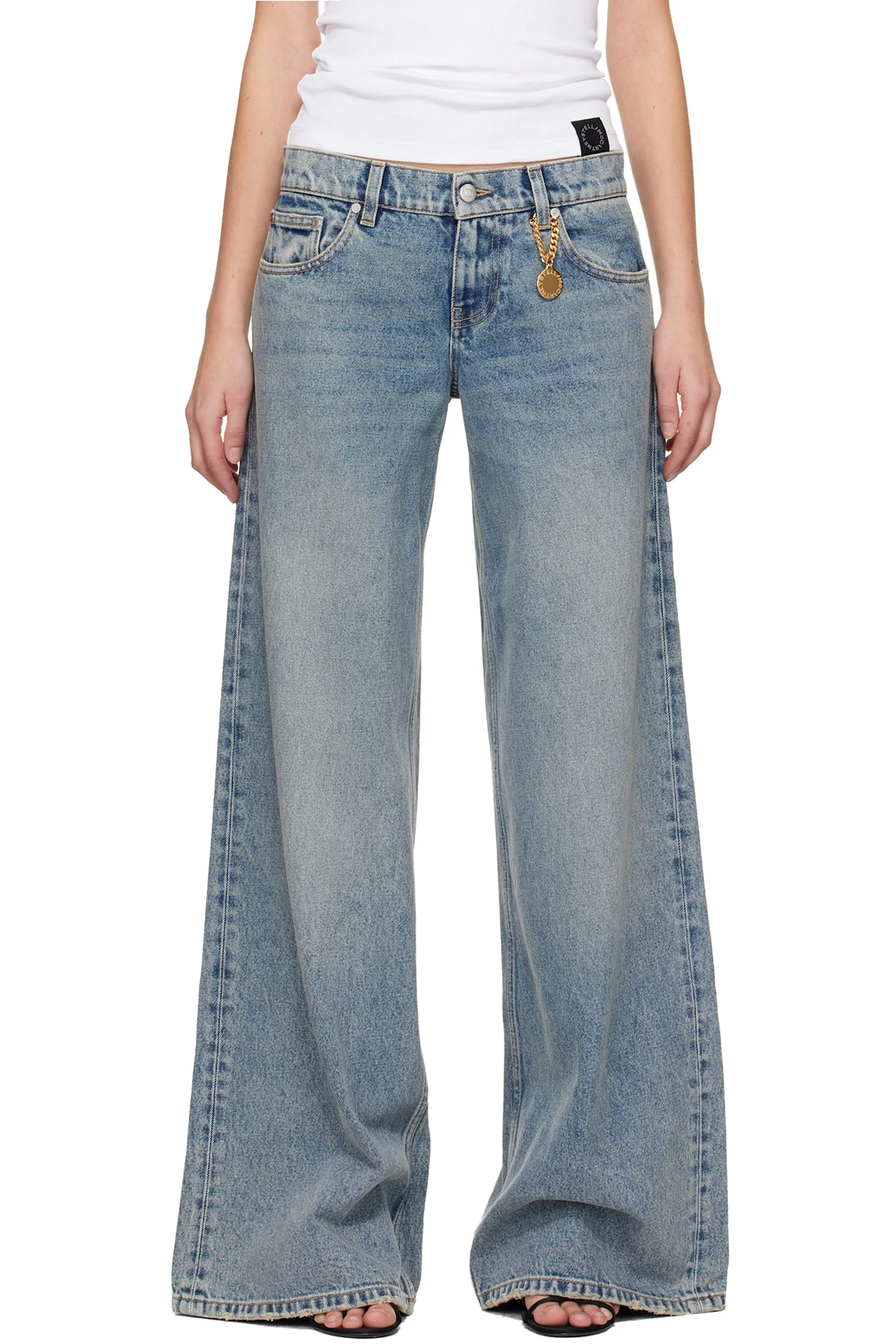 Blue Vintage Wash Wide-Leg Jeans