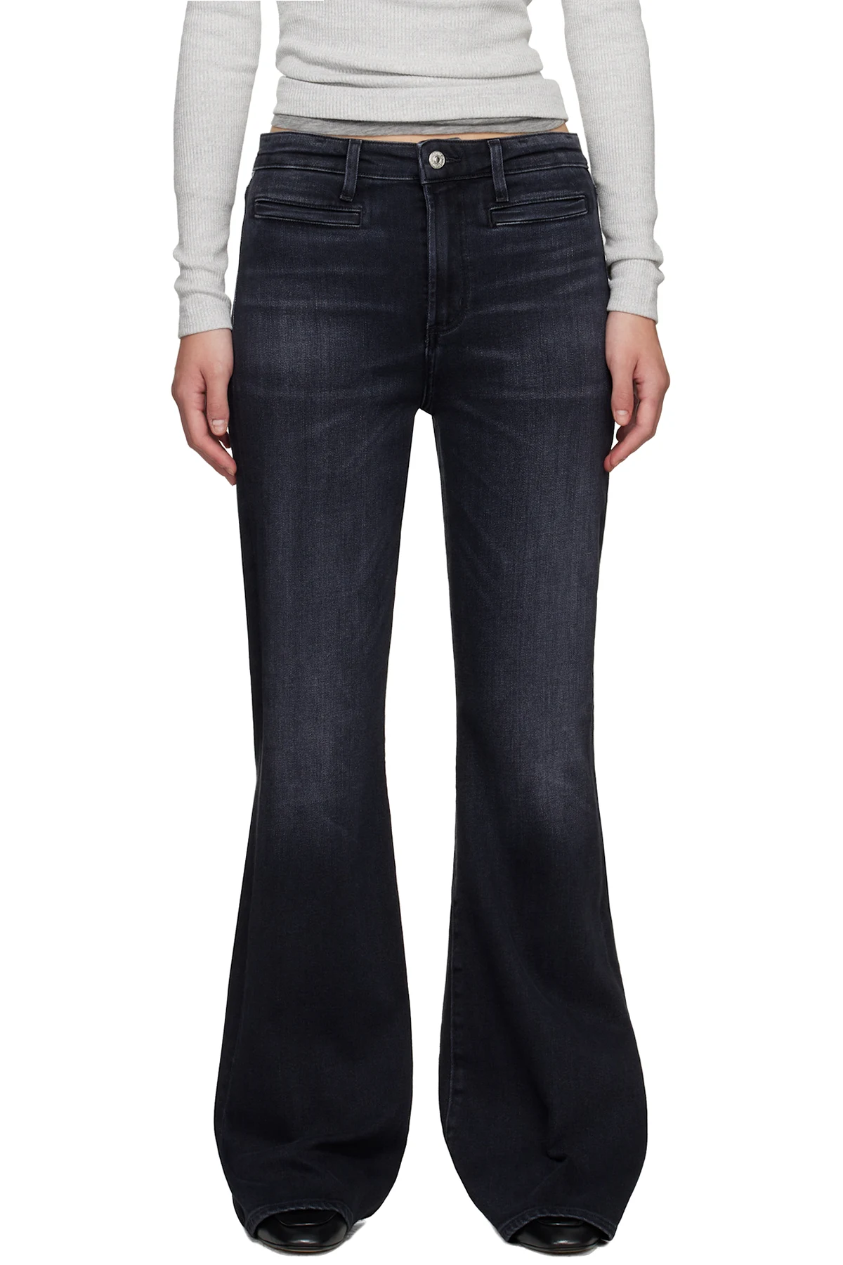 Black Lilah Flare Welt Pocket Jeans