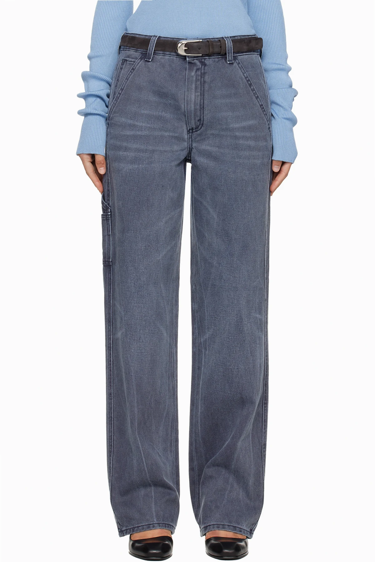 Navy Long Painter Jeans