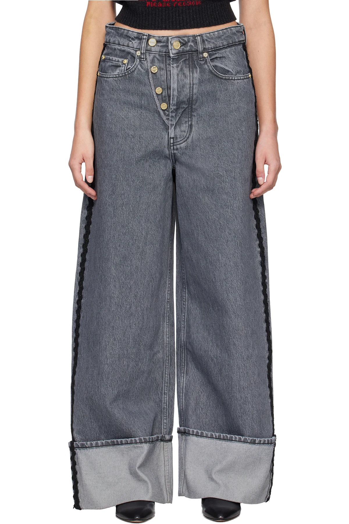Gray Double Fly Baggy Jeans