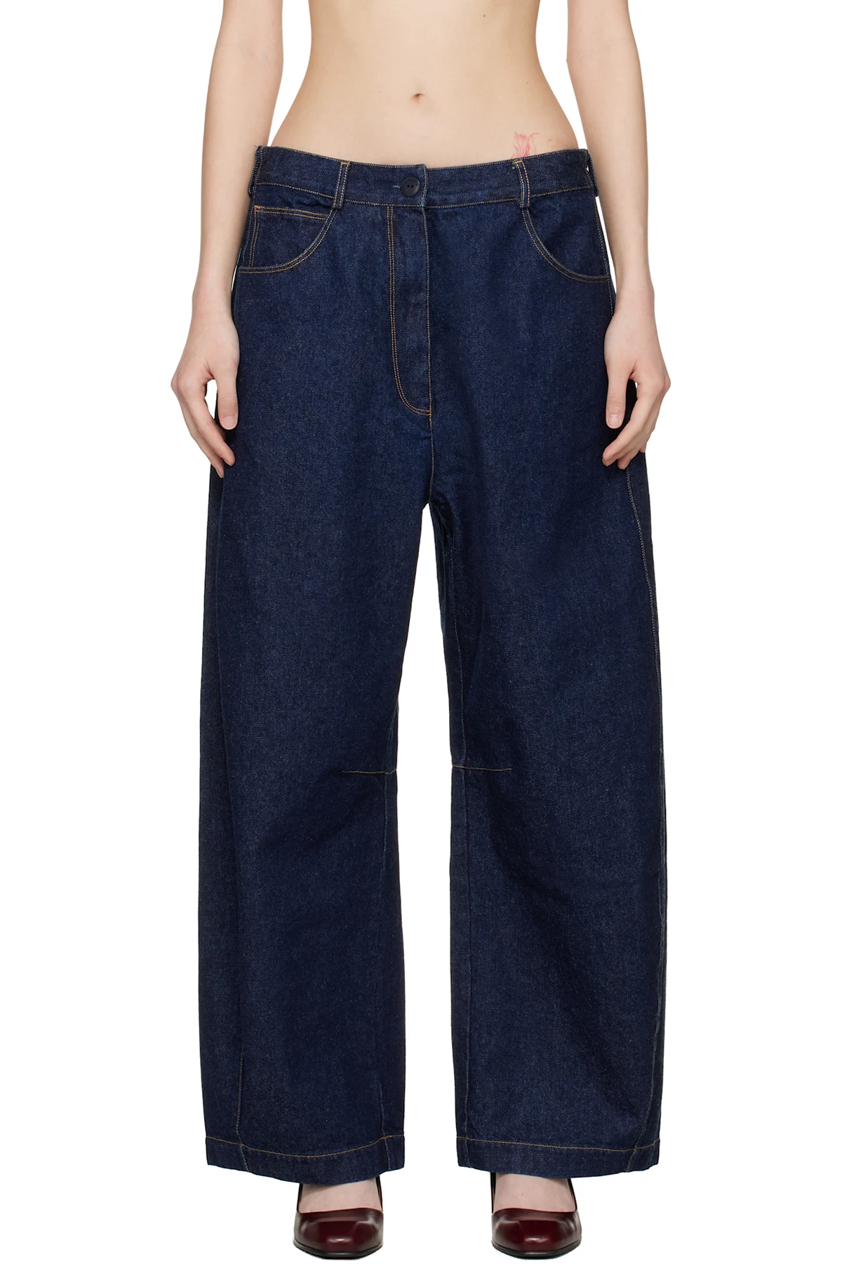 Blue Curved Baggy Jeans