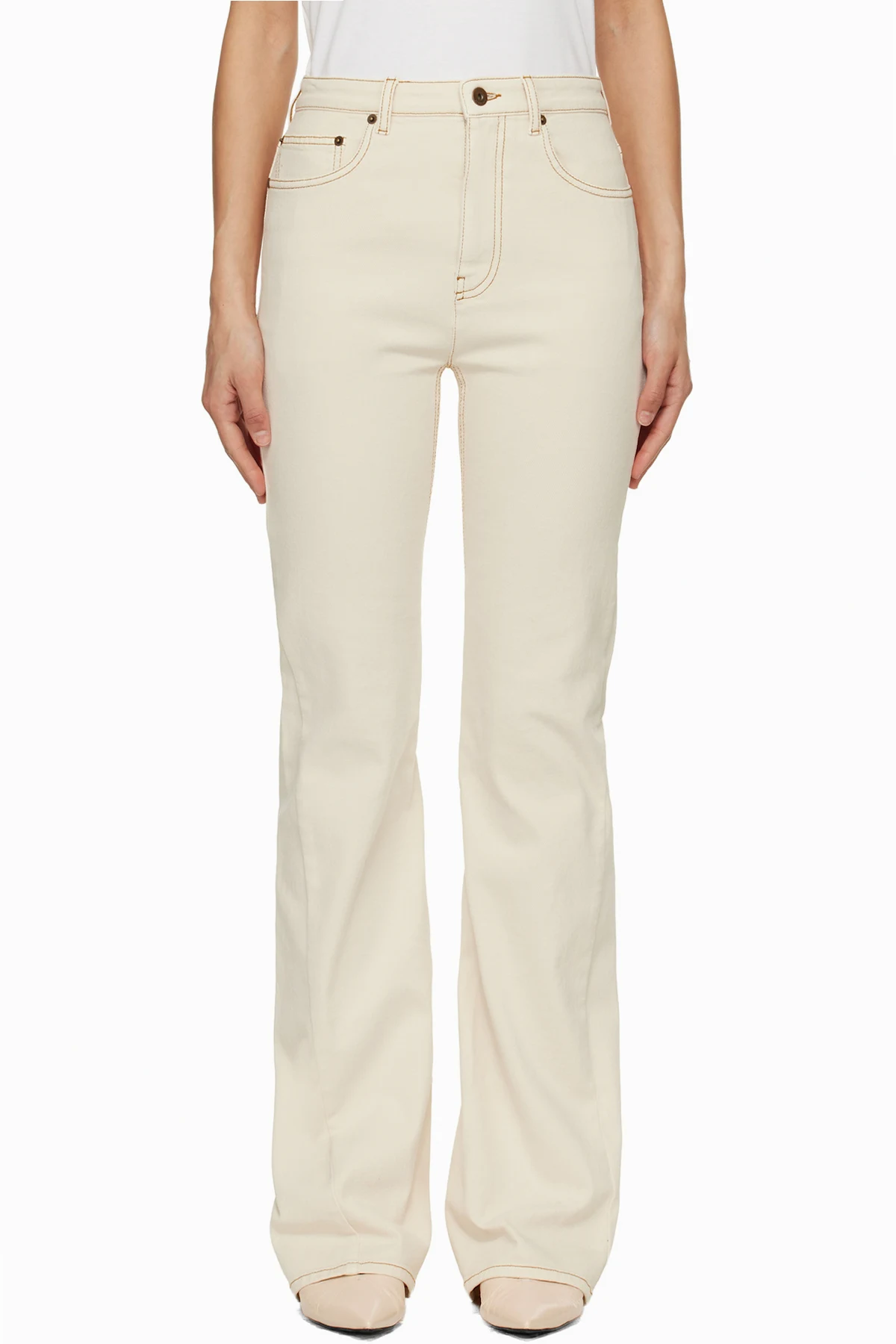 Off-White High Rise Bootcut Jeans