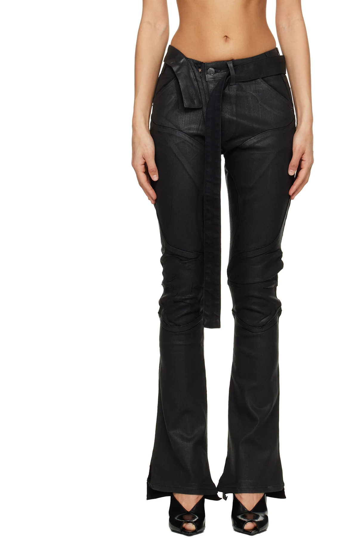 Black Glazed Mulitline Jeans