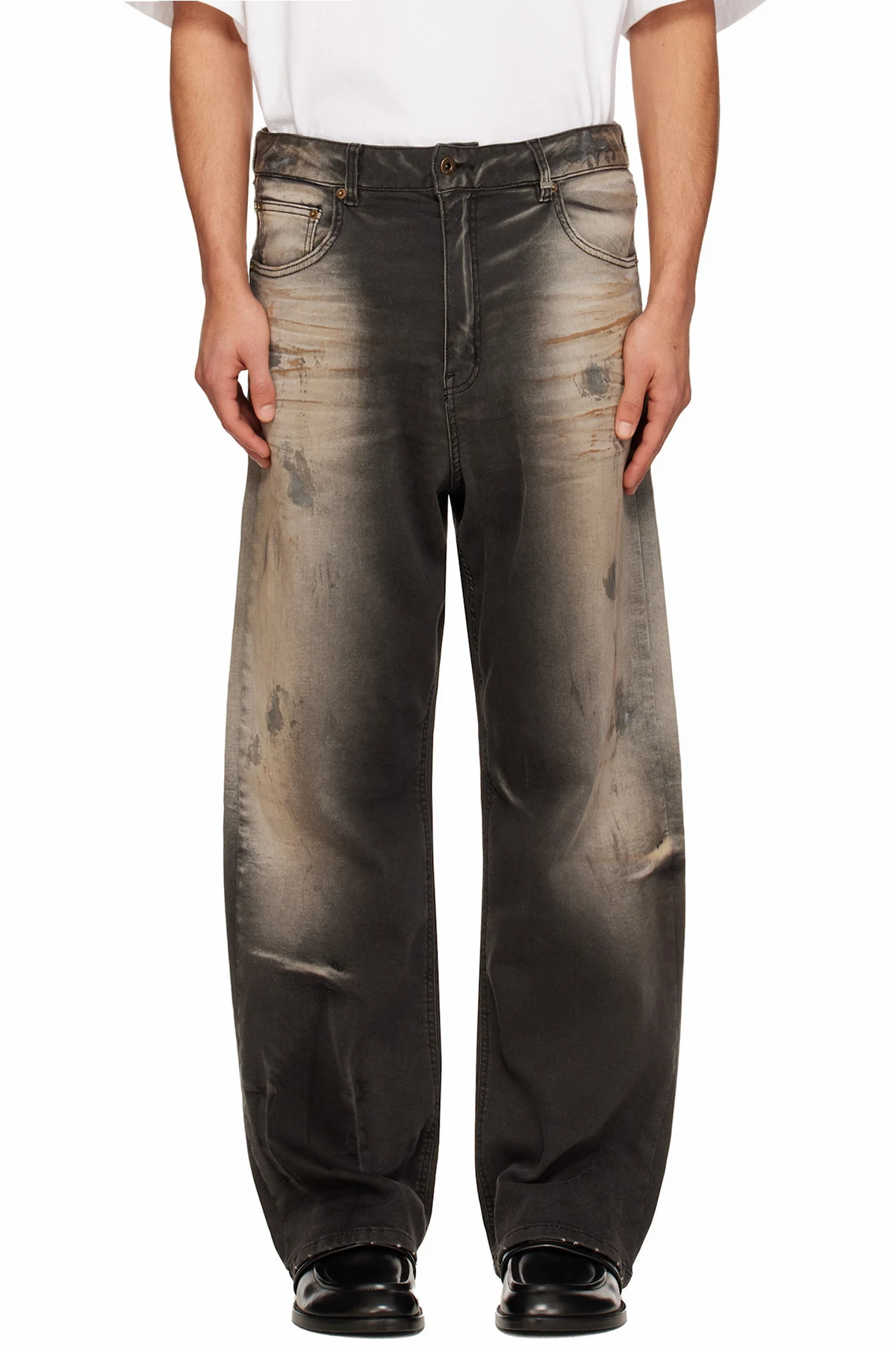 Gray Loose-Fit Dirty Jeans