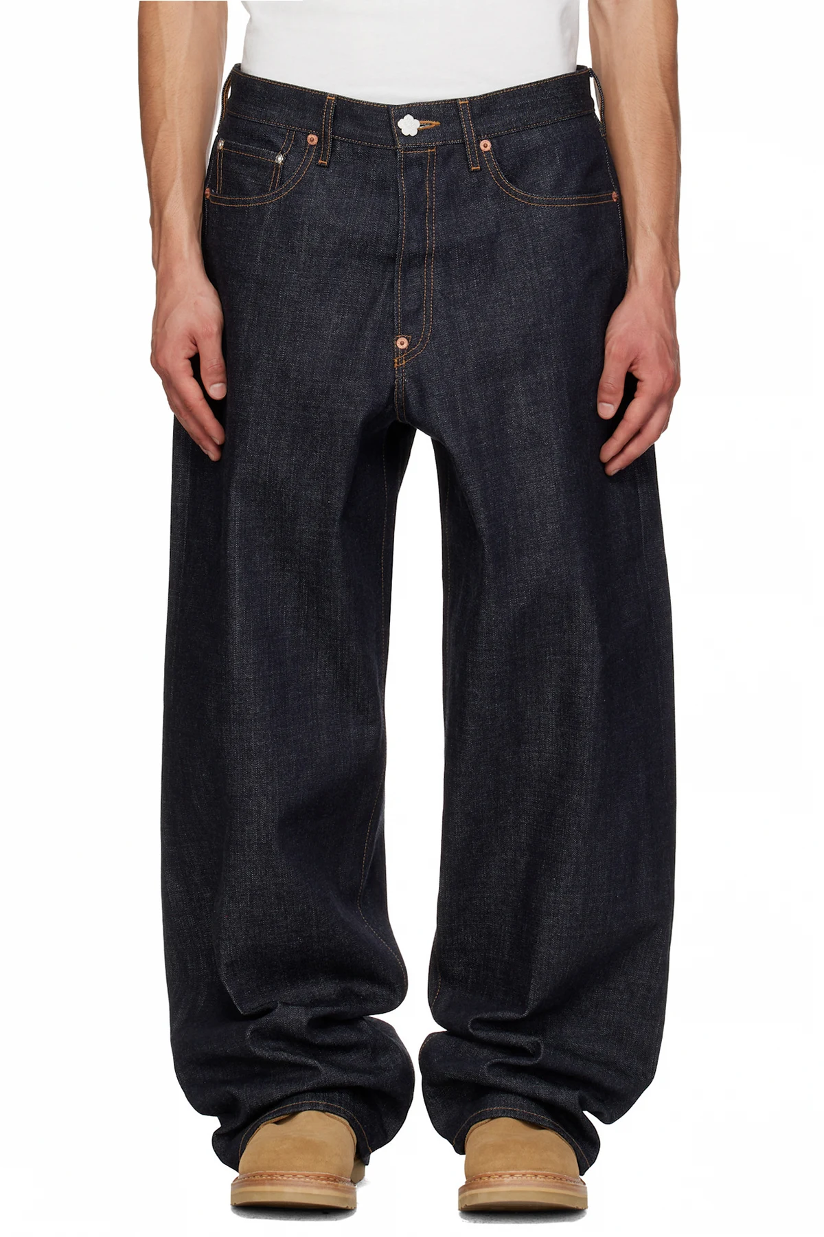 Indigo Turn Up Wide Fit Jeans