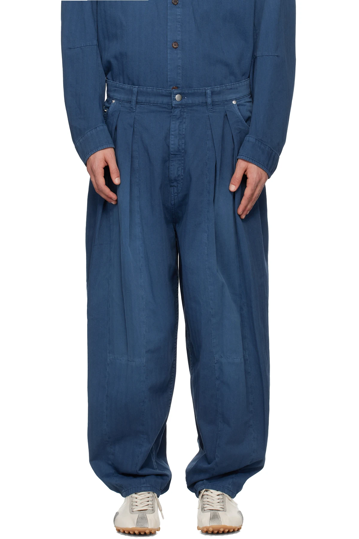 Blue Pleated Jeans