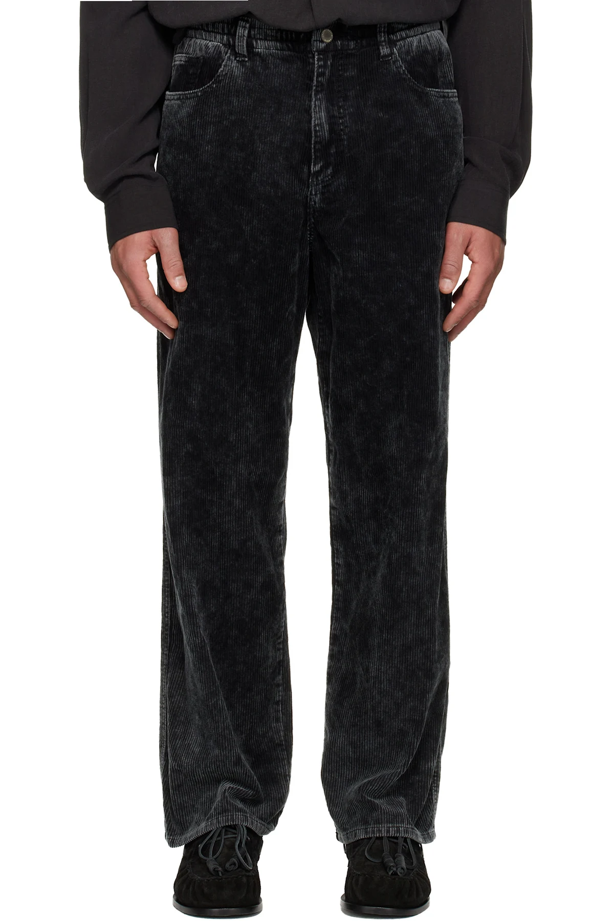 Black Washed Corduroy Trousers