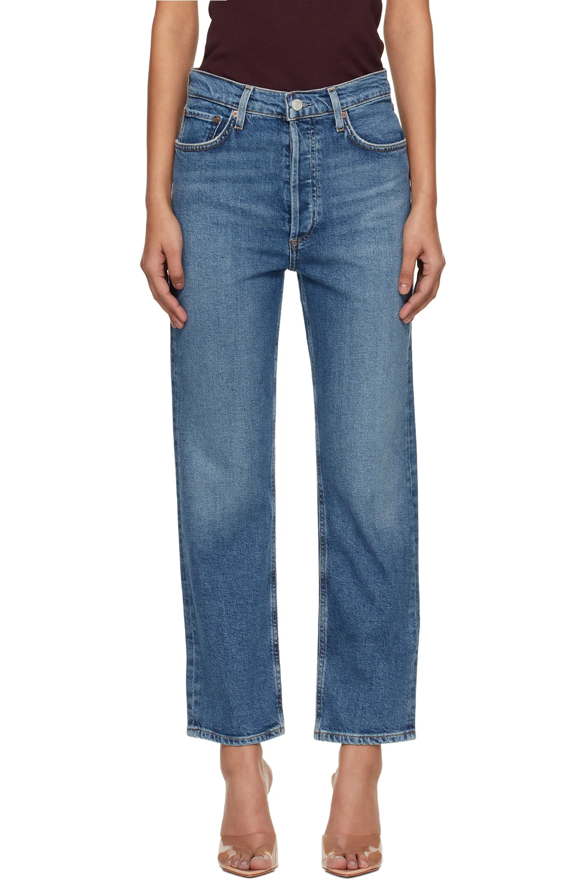 Blue 90's Pinch Waist Crop Jeans