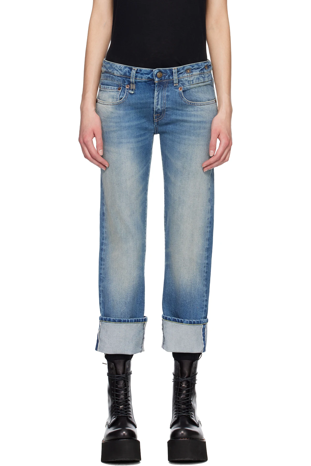 Blue Cuffed Boy Straight Jeans