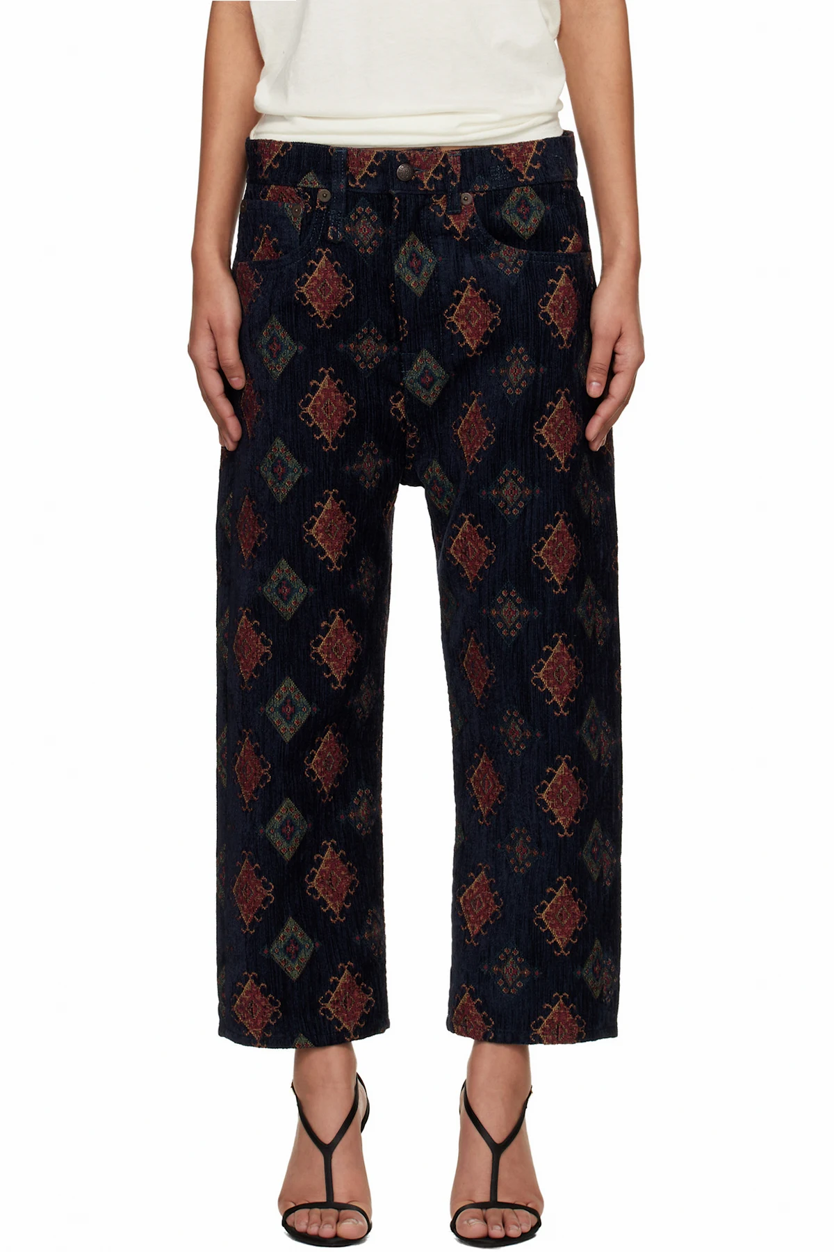 Navy Loose Tailored Drop Trousers