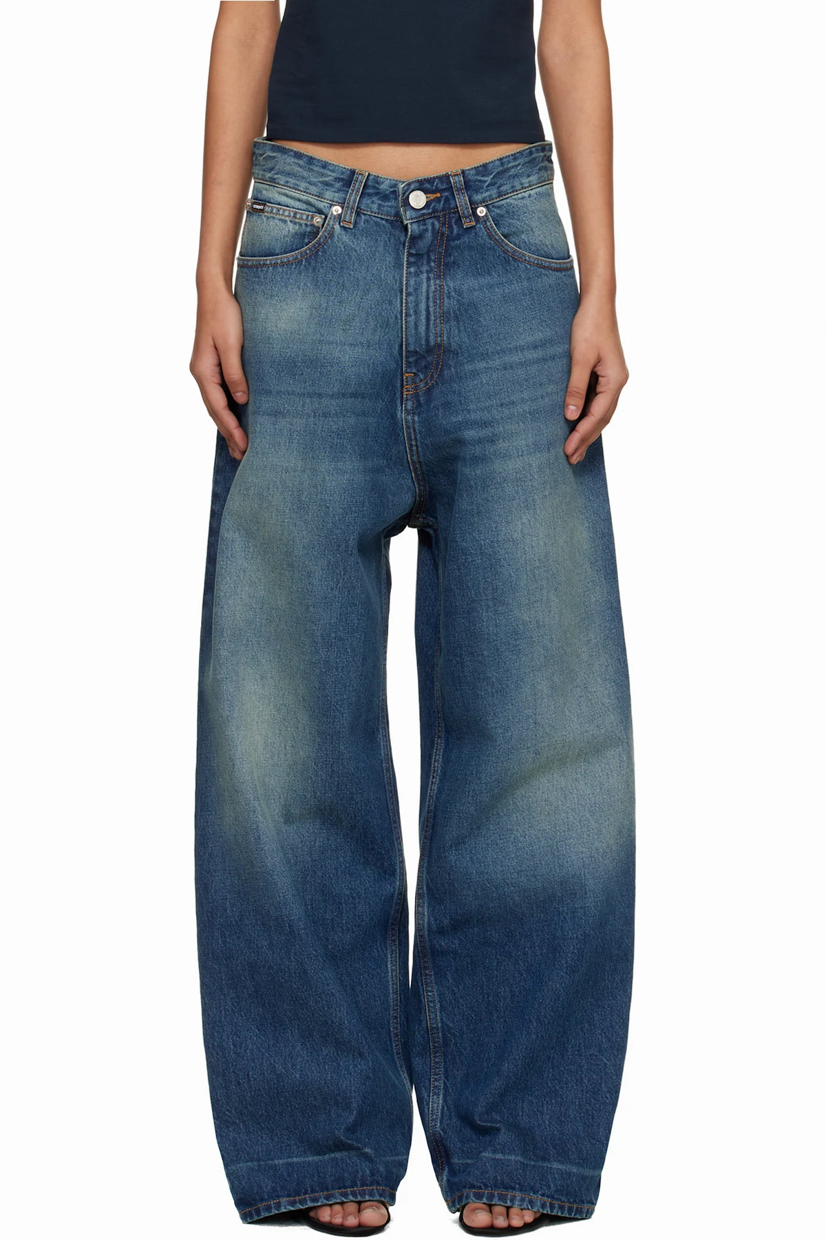 Navy Washed Baggy Jeans