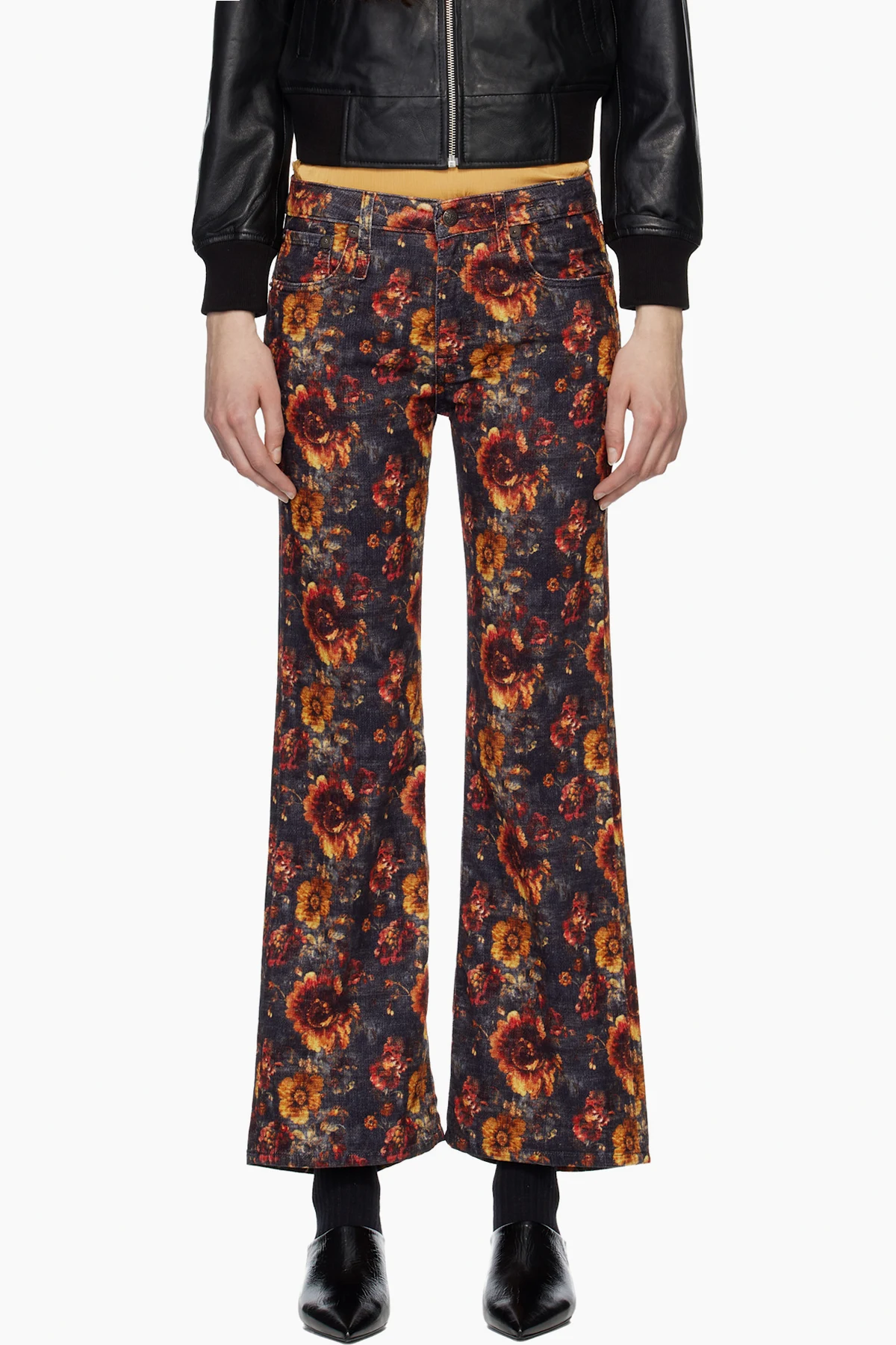 Navy & Orange Joan Cropped Flare Jeans