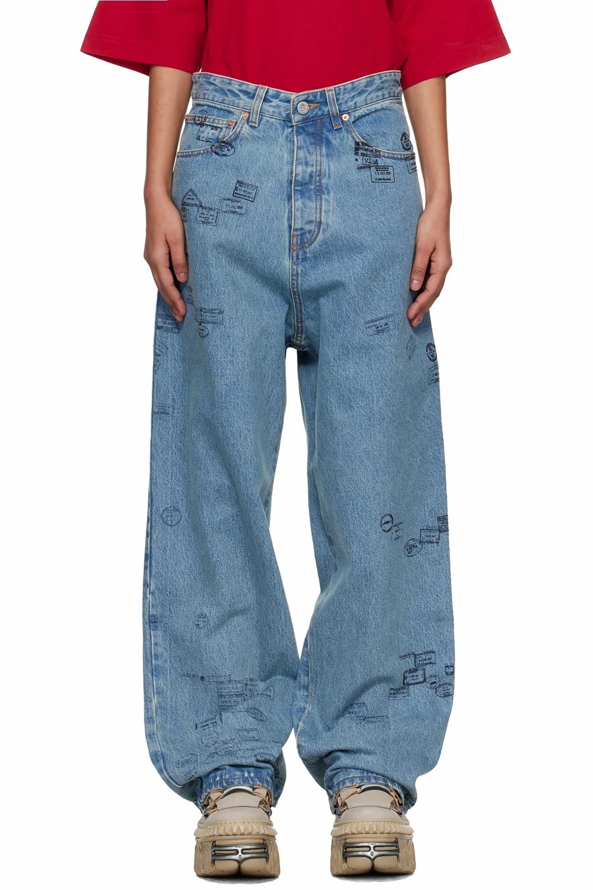 Blue Passport Stamps Jeans