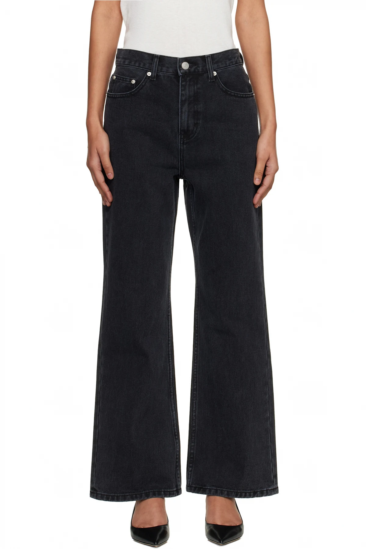 Black Relaxed Flared Jeans