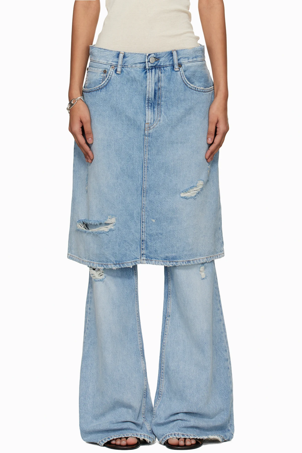 Blue Layered Denim Jeans