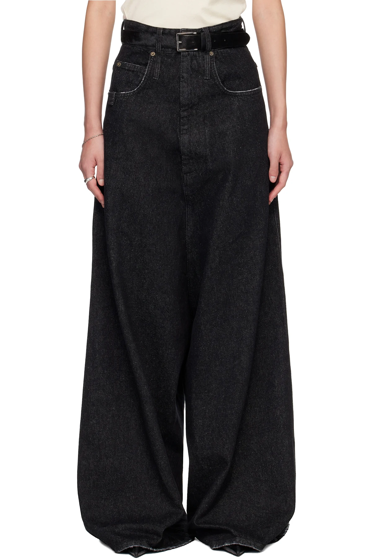 Black Drop Crotch Denim Jeans