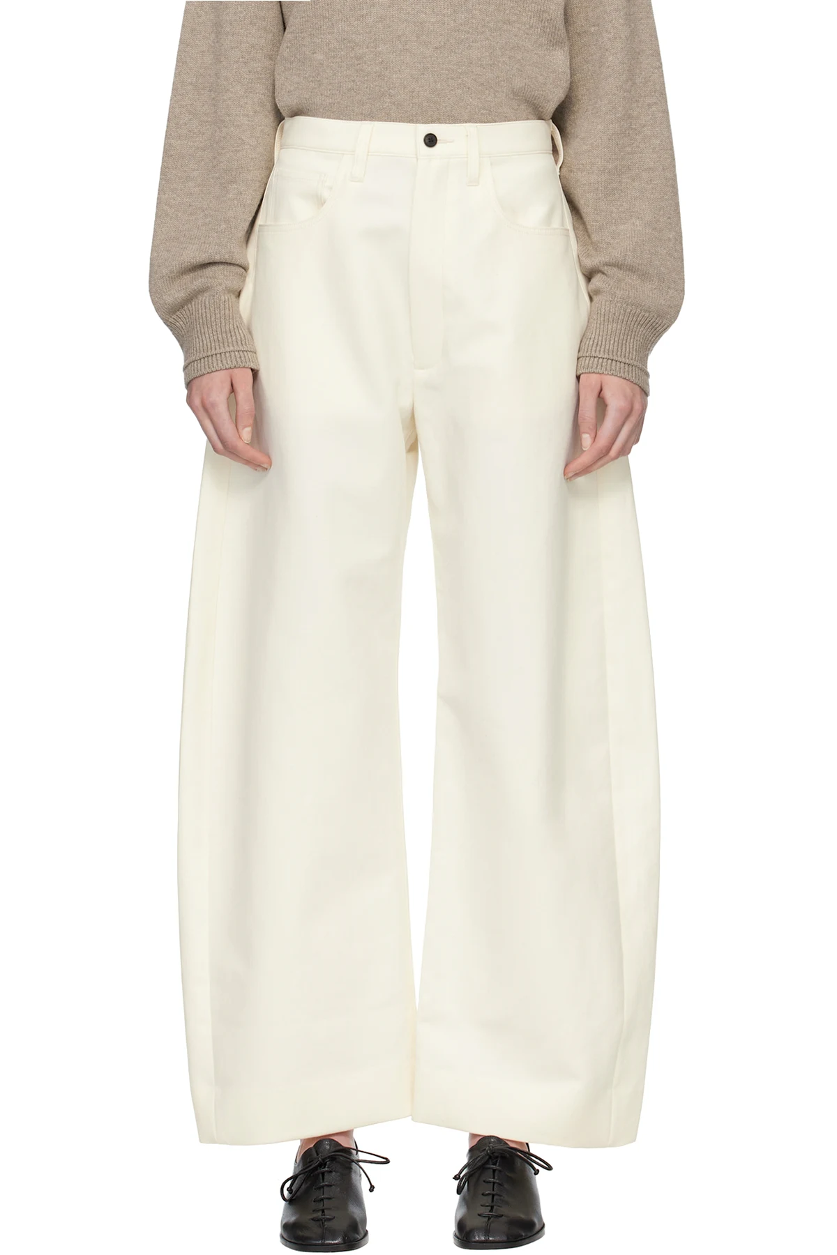 Off-White Double Weave Cotton Round Trousers
