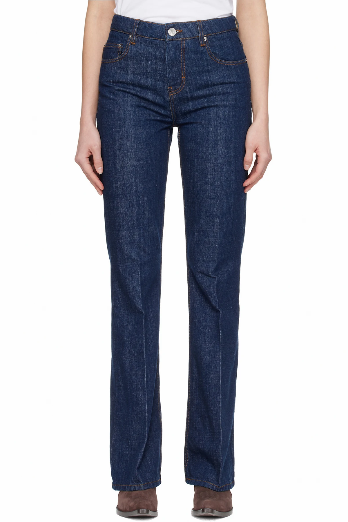 Navy Cotton Bootcut Fit Jeans