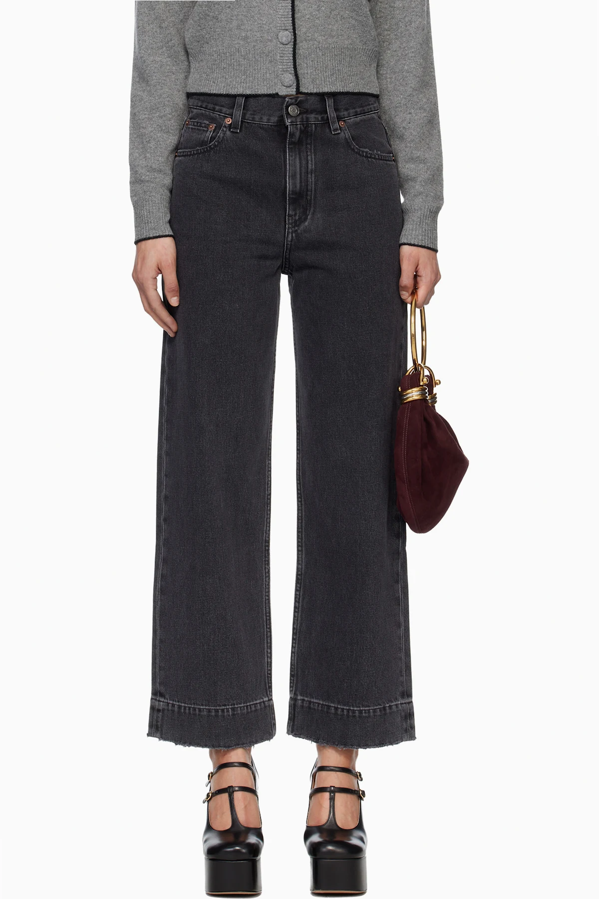 Black High-Rise Cropped Jeans