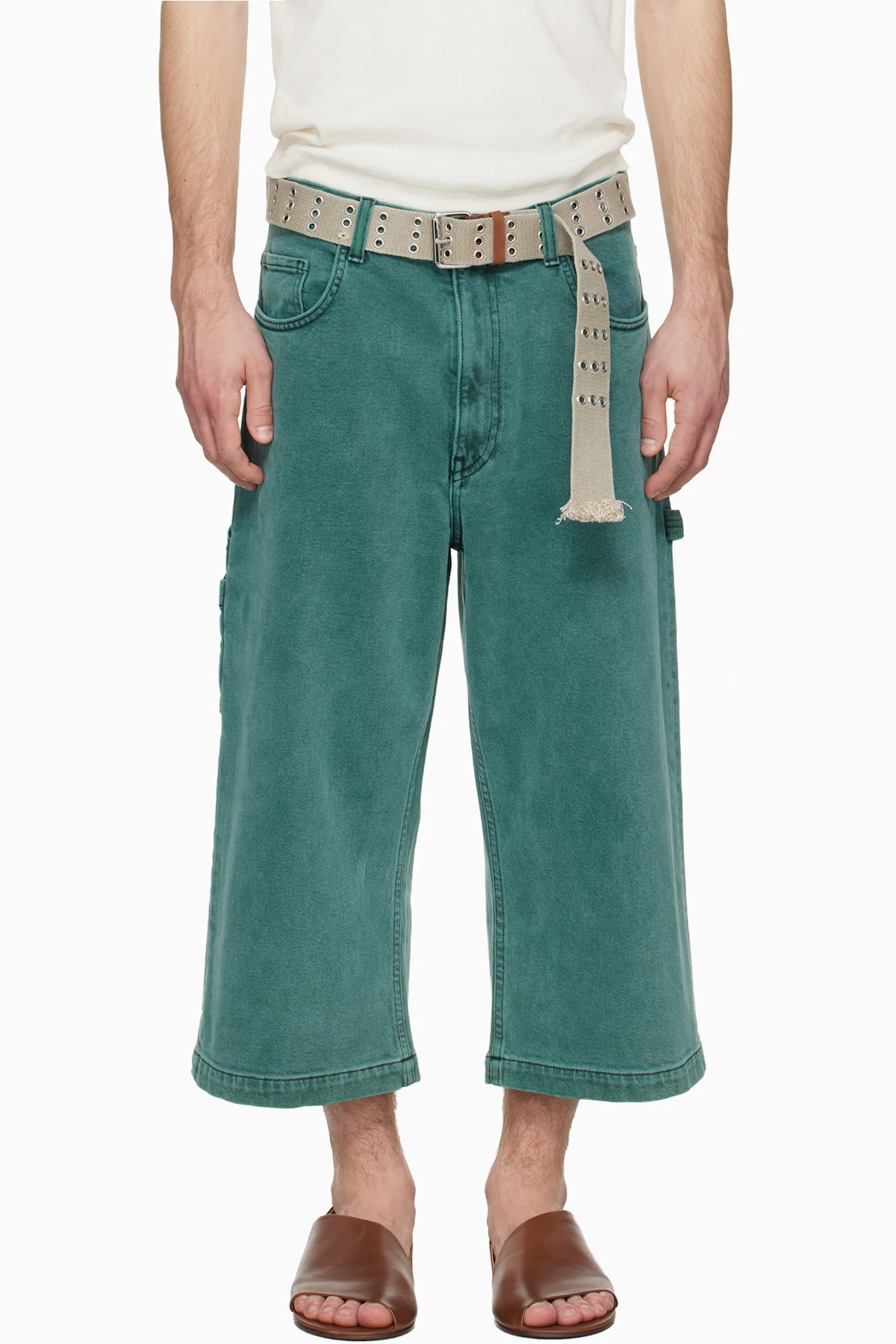 Green Wide Skater Jeans