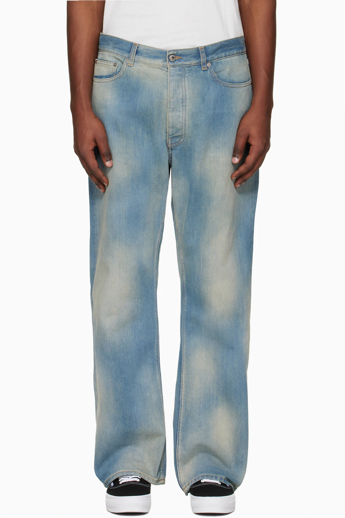 Blue Diagonal Raw Patch 90s Skate Jeans