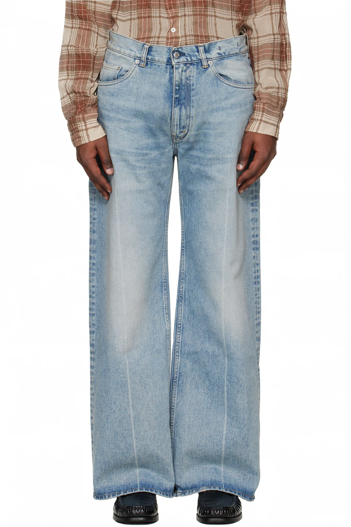 Blue Low-Waist Wide-Leg Jeans