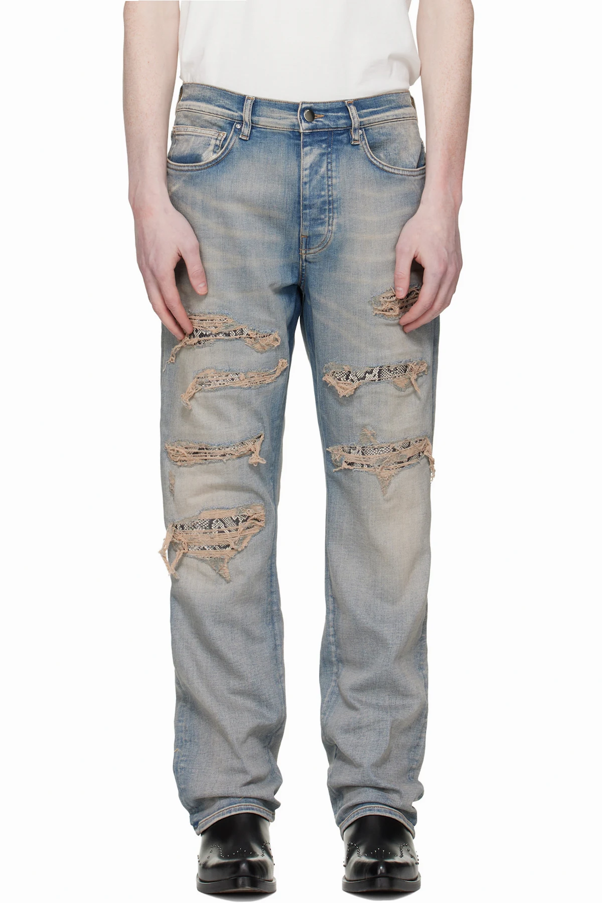Blue Snake Stud Slim Jeans