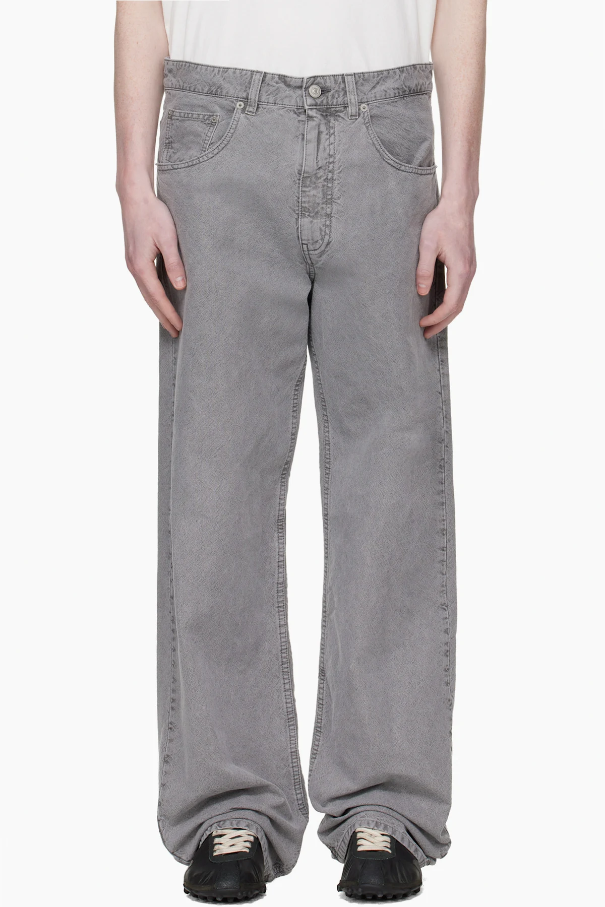 Gray Faded Canvas Jeans