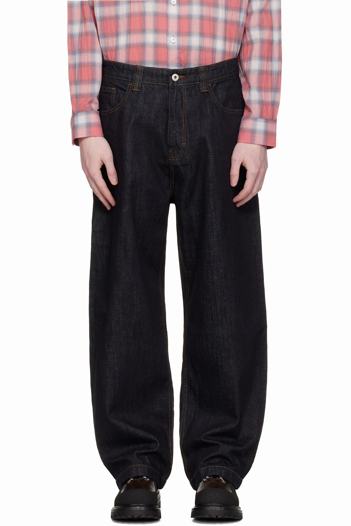 Navy Washed Baggy Fit Jeans