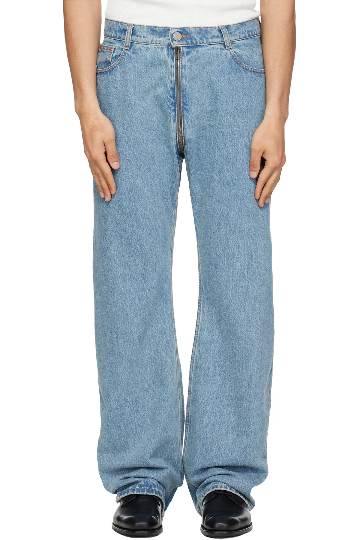 Blue Allover Zip O-Leg Jeans