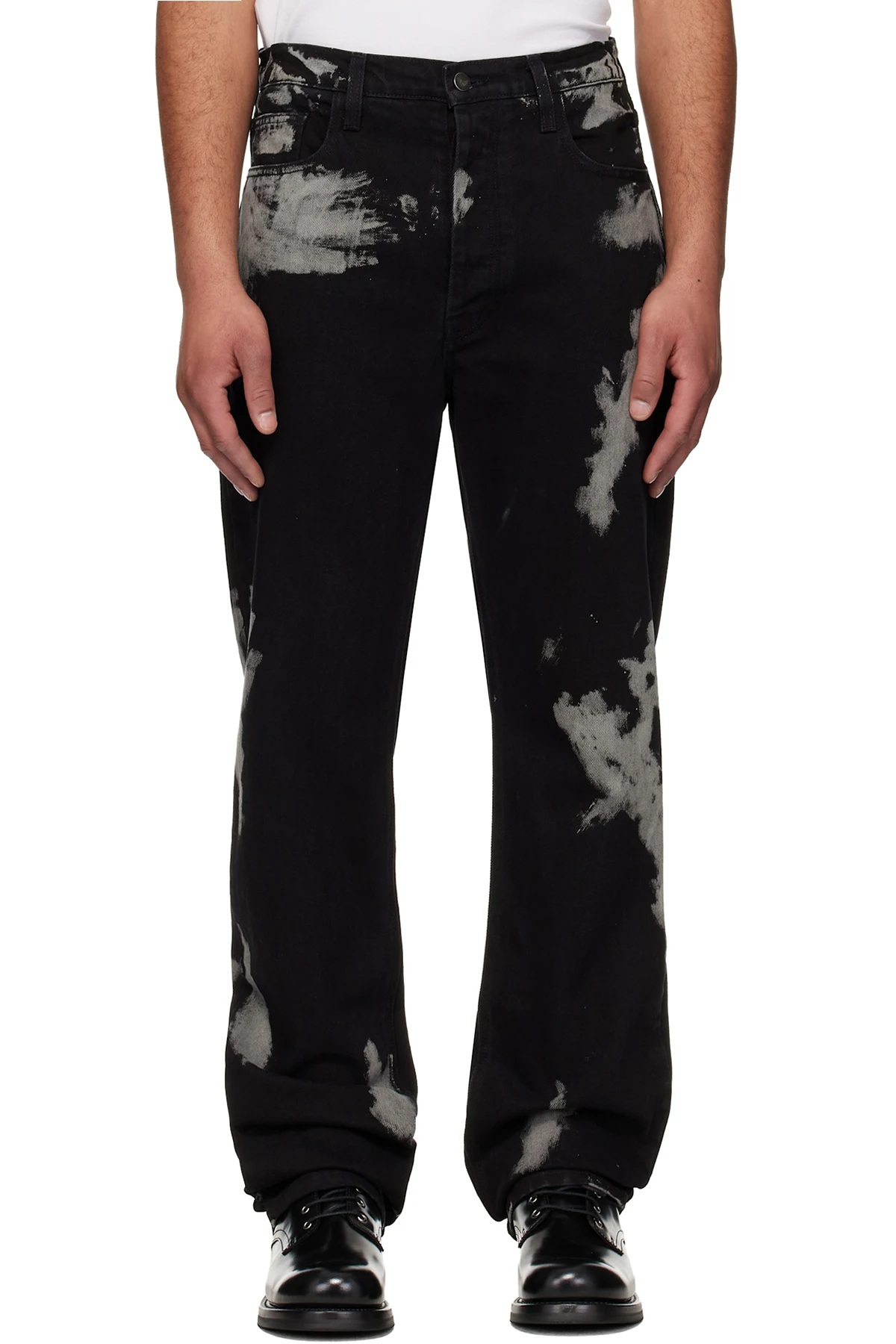 Black Bleach Straight Leg Jeans