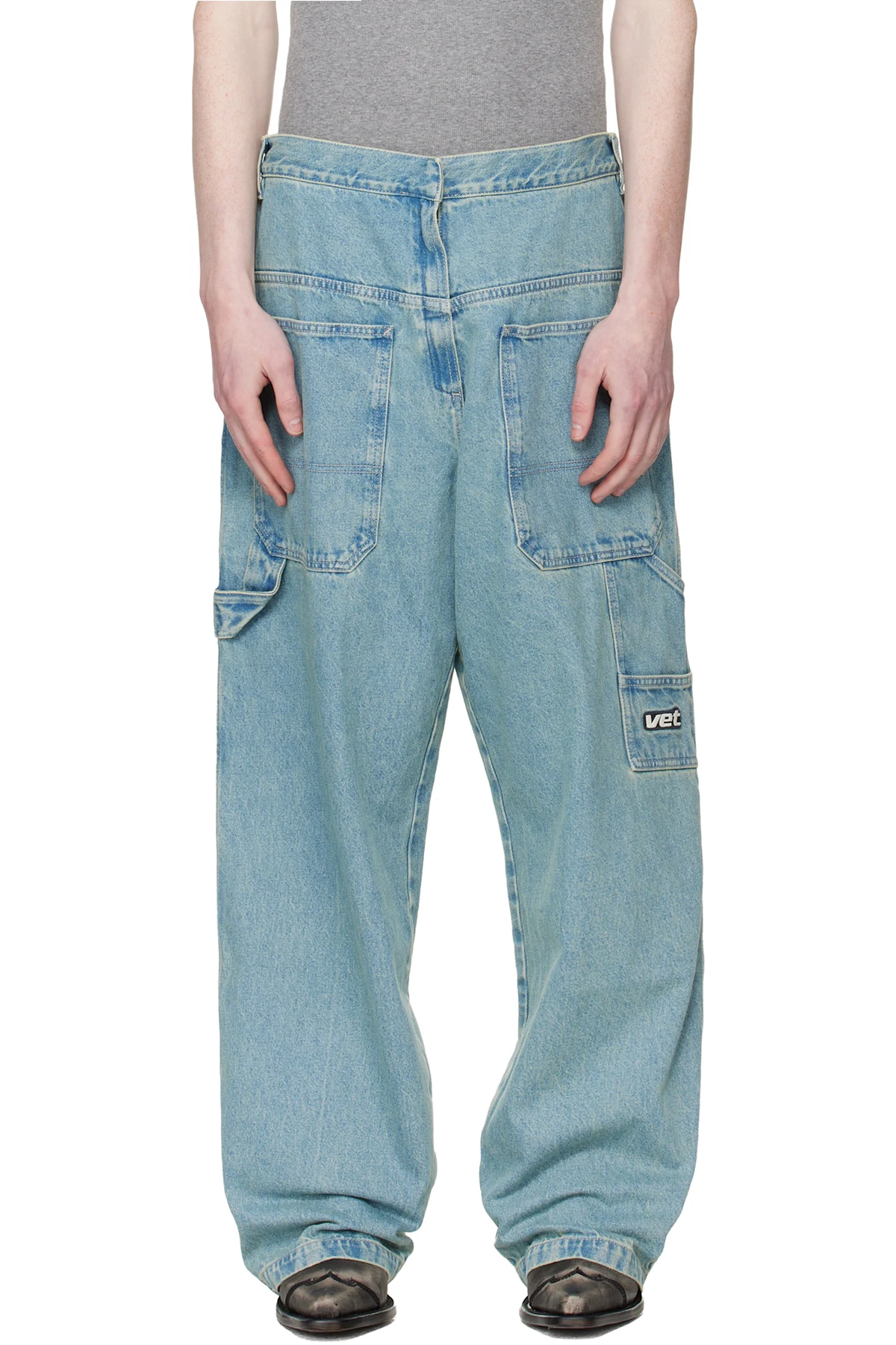 Blue Back-To-Front Hip-Hop Jeans