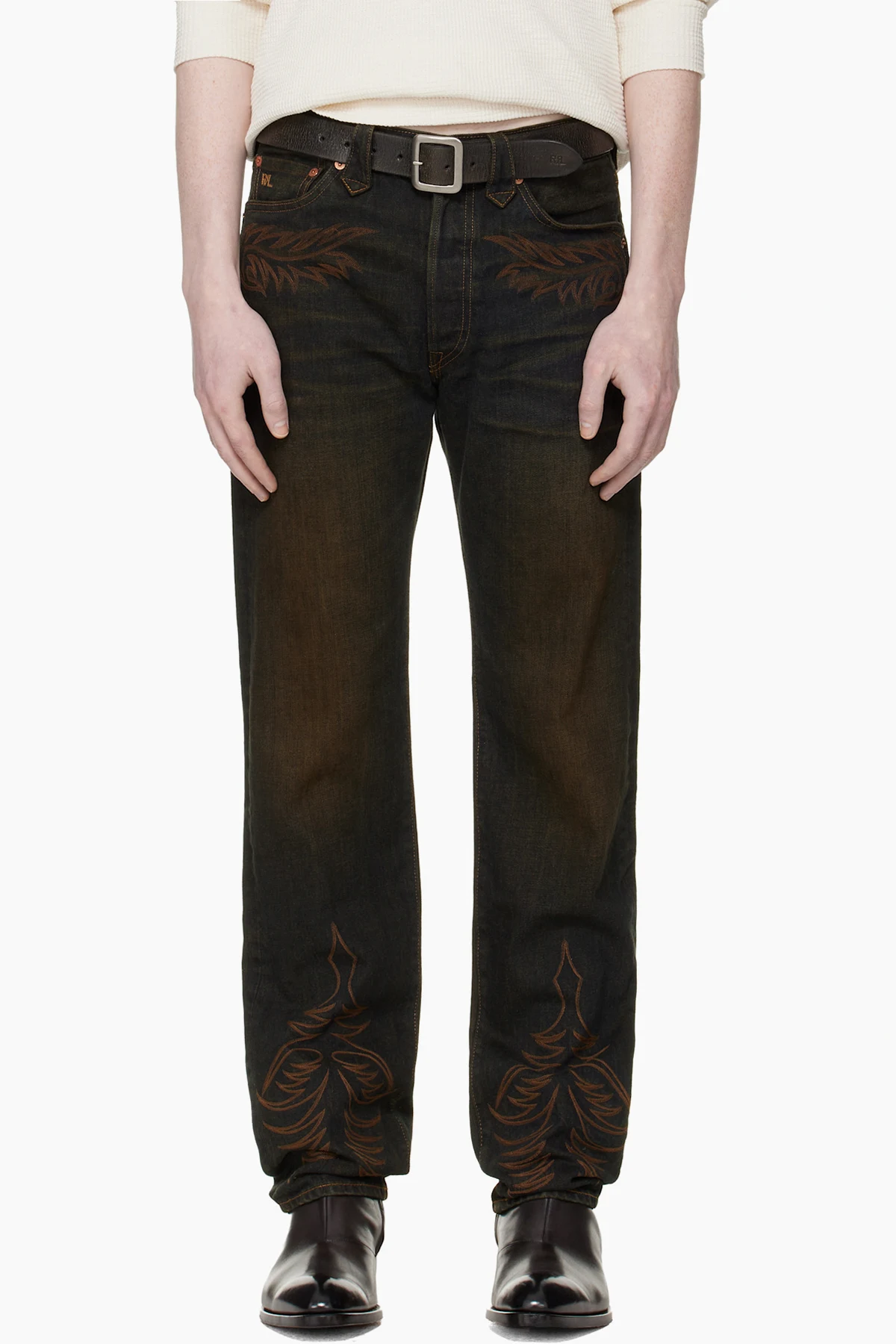 Navy Western Straight Leg Jeans