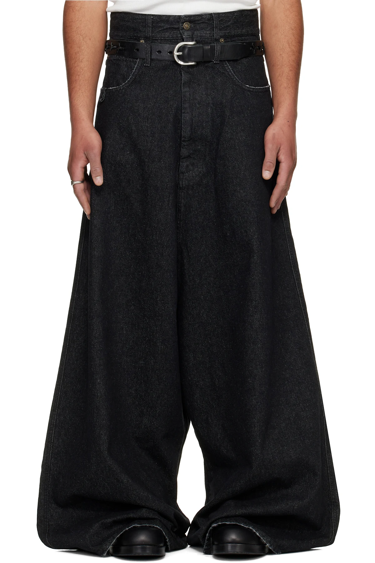 Black Drop Crotch Jeans