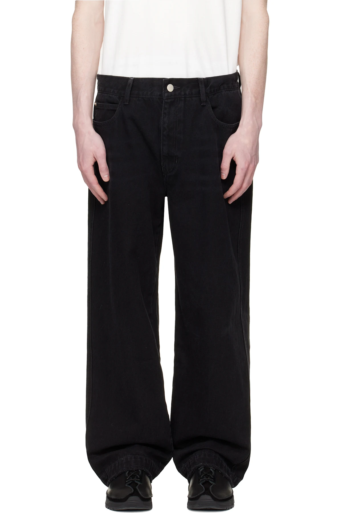 Black Raw-Edged Denim Jeans