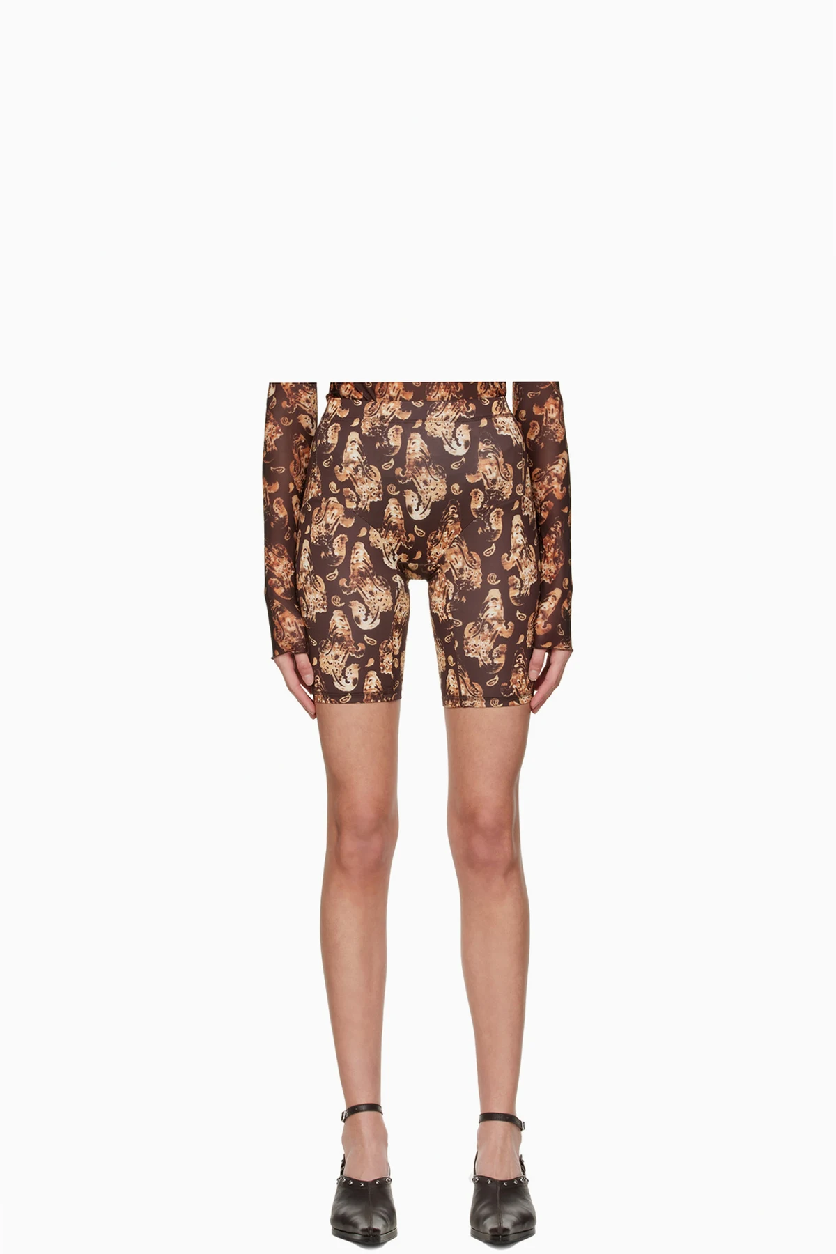 Brown Polyester Shorts
