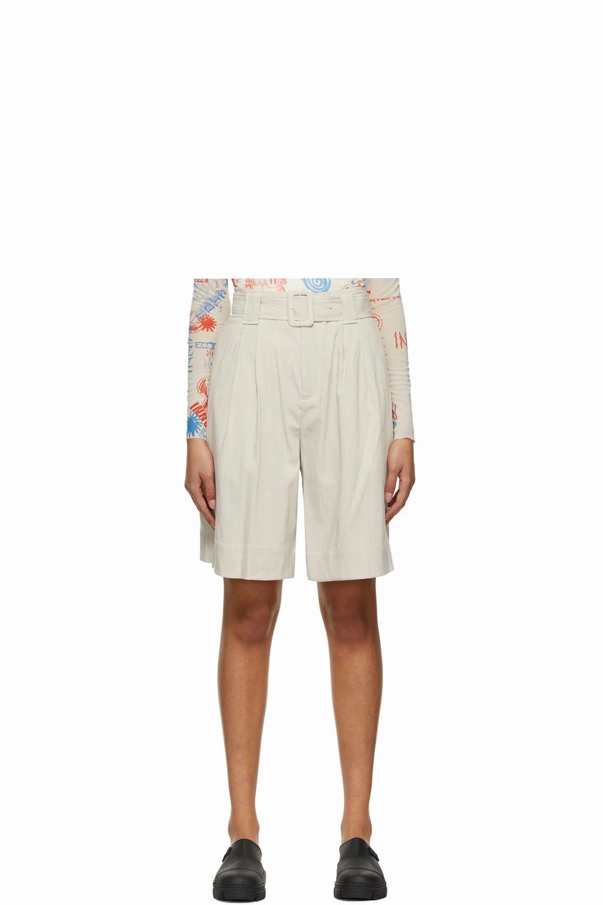 Beige Recycled Polyester Shorts
