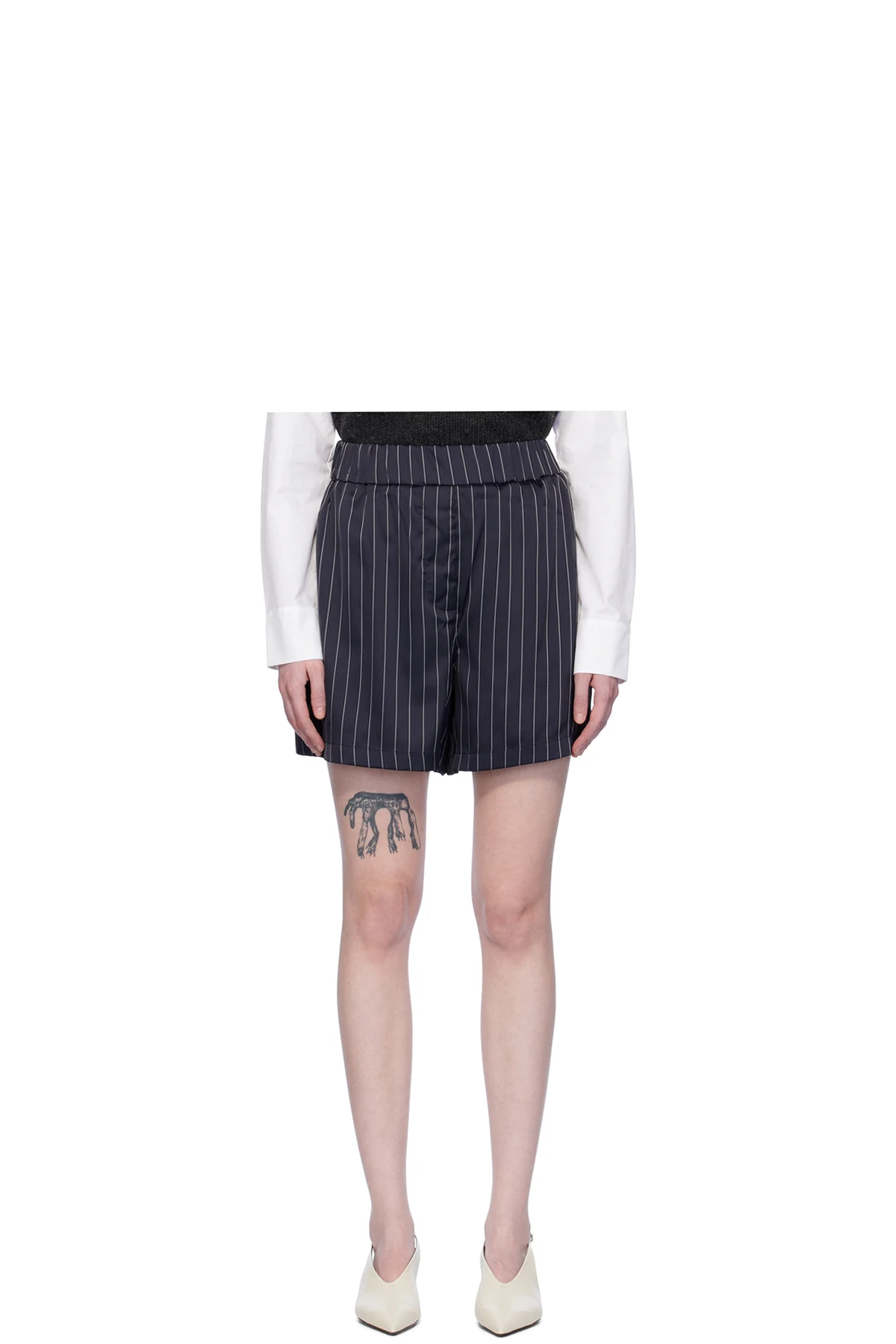 Navy Striped Shorts