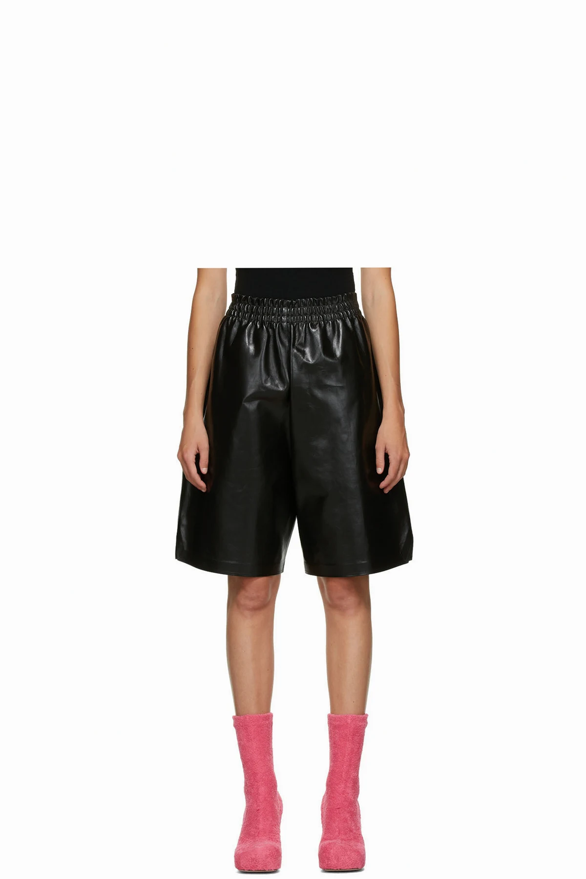 Black Leather Shiny Shorts