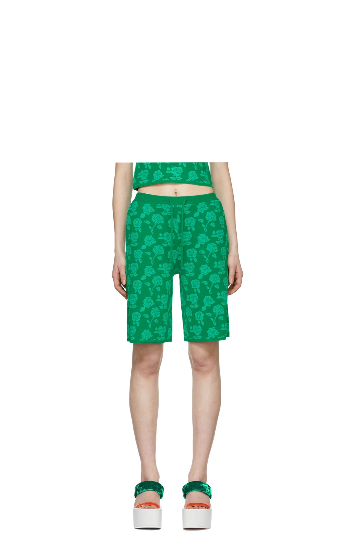 Green Polyester Shorts
