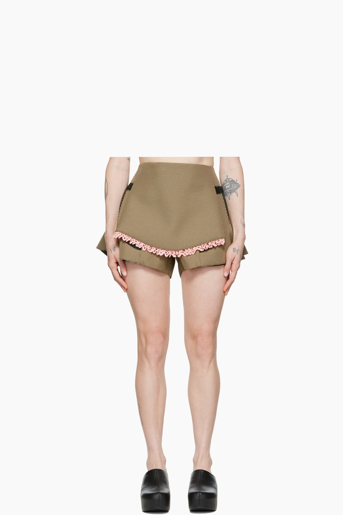 Brown Polyester Shorts