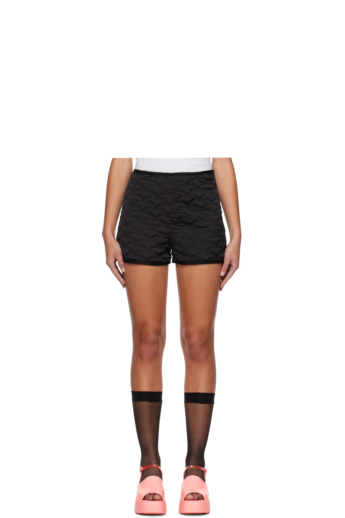 Black Quilted Hearts Shorts