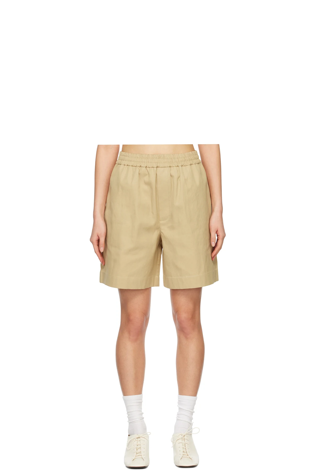 Beige Half Band Shorts