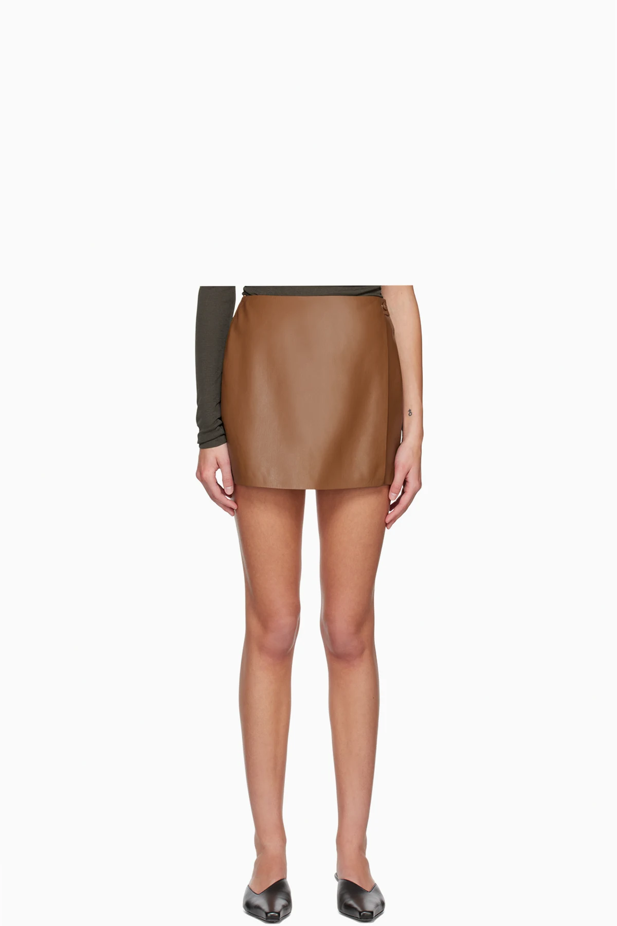 Brown Svana Vegan Leather Skort