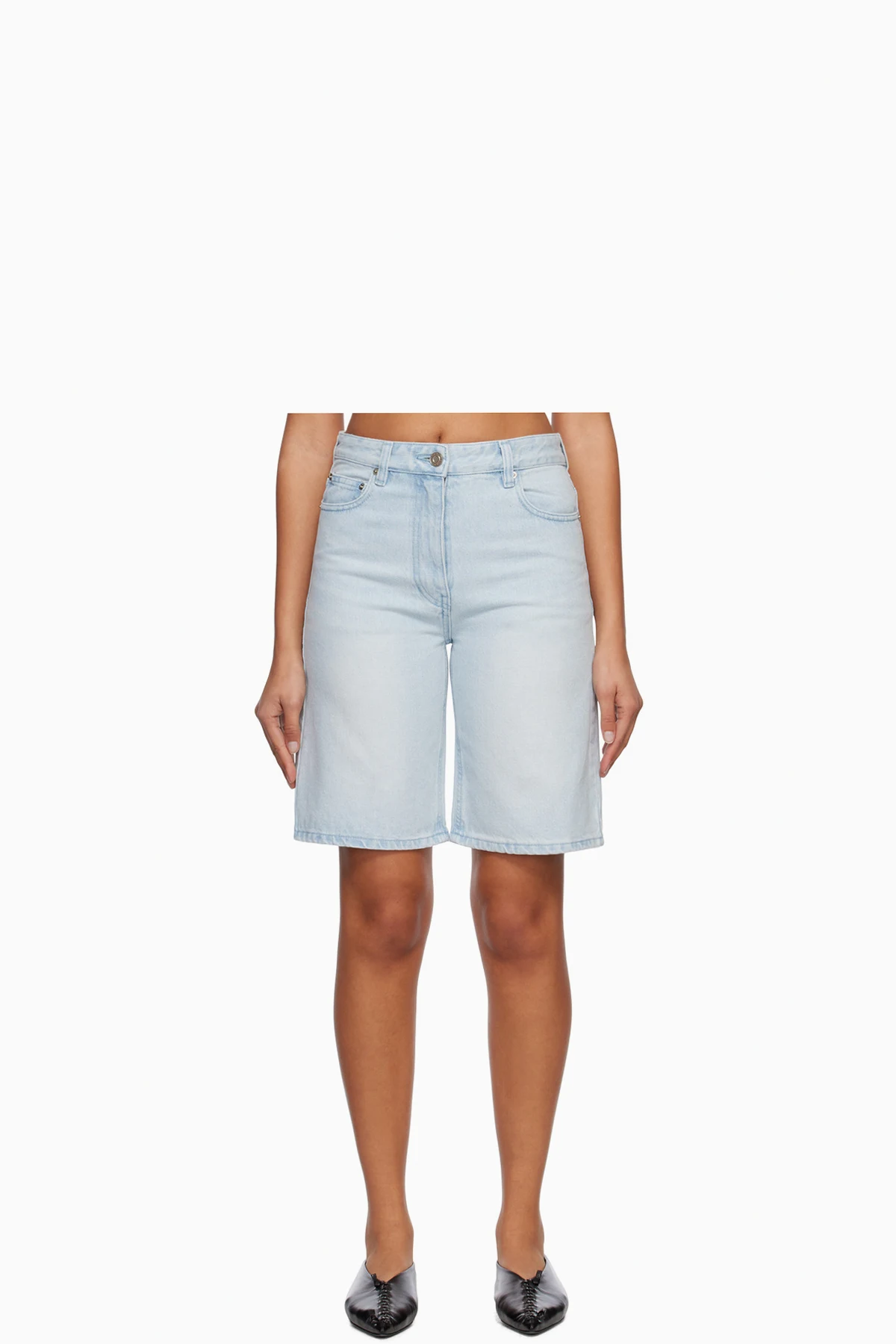 Blue Faded Denim Shorts