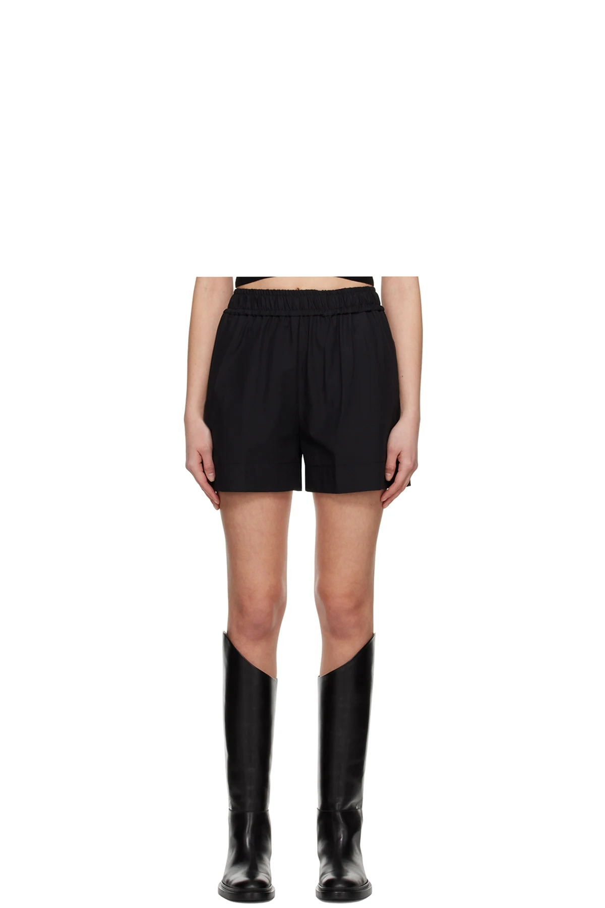 Black Gathered Shorts