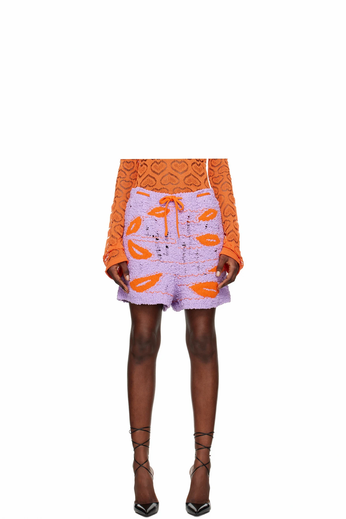 Purple Intarsia Shorts