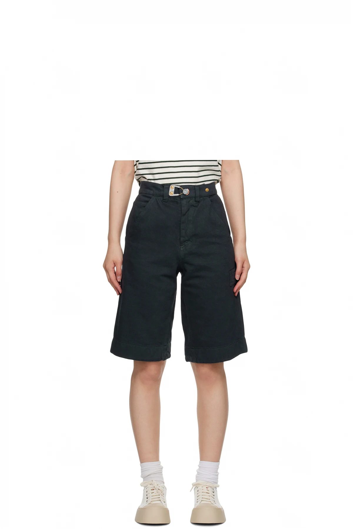 Gray Five-Pocket Denim Shorts
